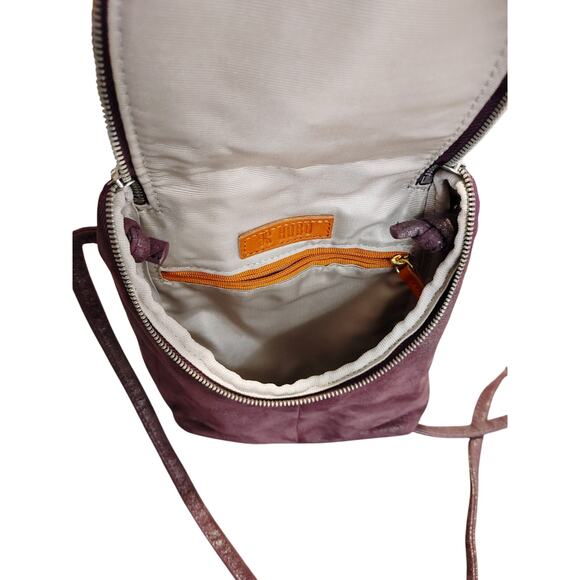 Hobo Crossbody Bag Tote Purse Handbag Genuine Leather Metallic Purple Womens OS - Picture 4 of 8